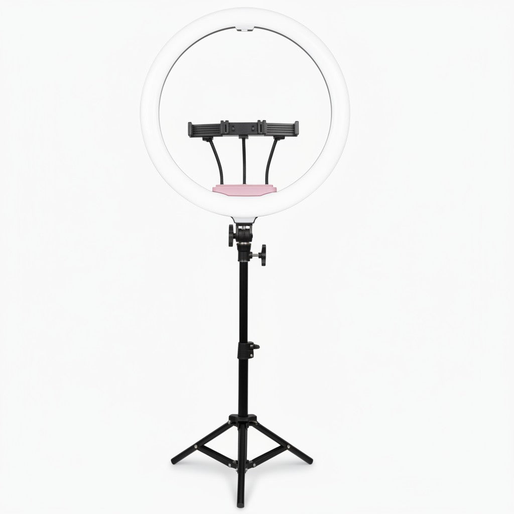 Nexvorn 45cm LED ring light with adjustable tripod and phone mount, ideal for streaming and content creation.
