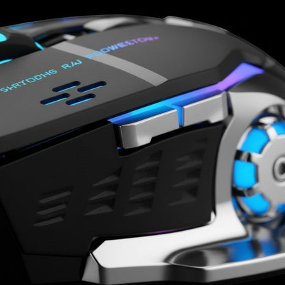 Nexvorn black ergonomic gaming mouse with customizable RGB lighting and silver accents.