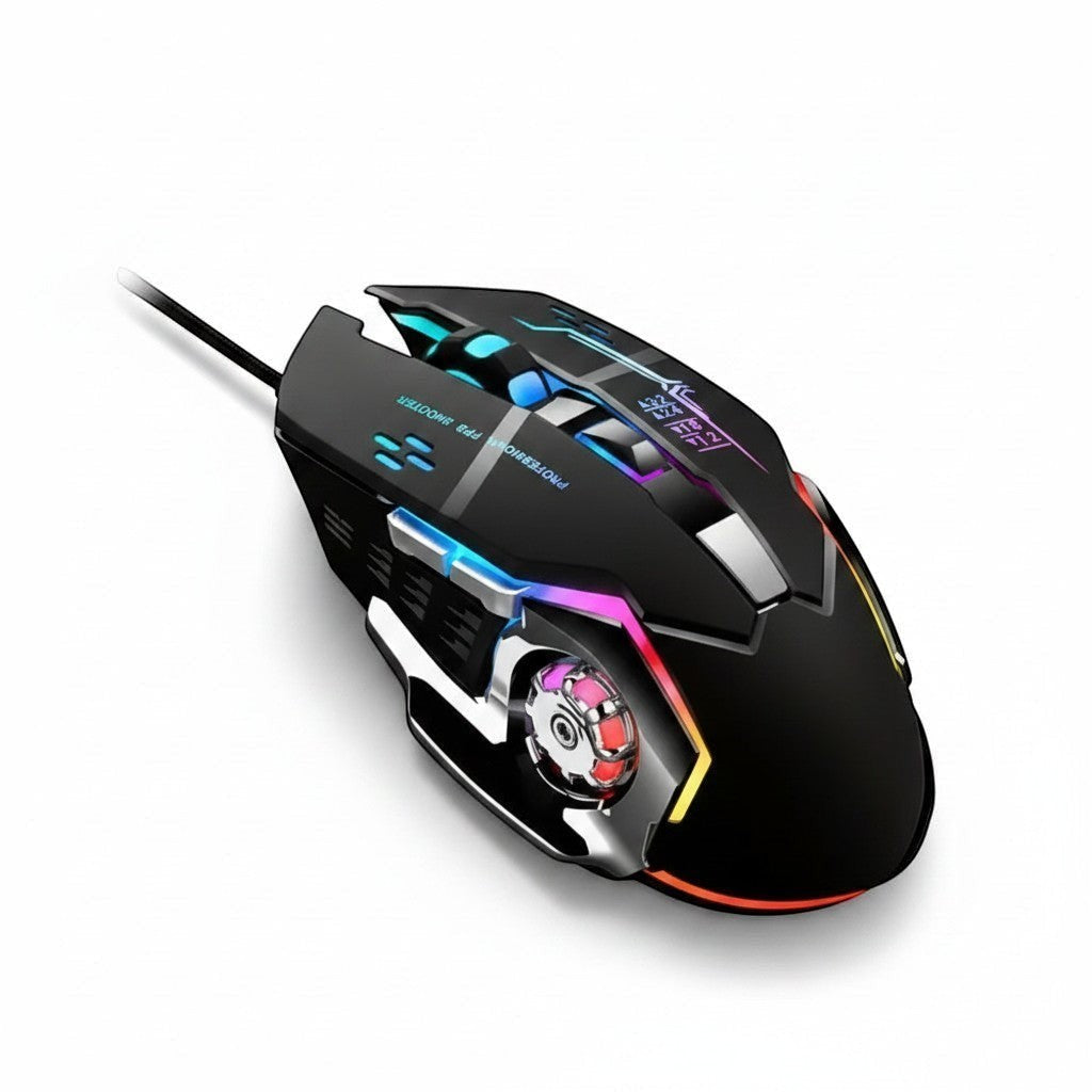 Nexvorn black ergonomic gaming mouse with customizable RGB lighting and 7 programmable buttons.