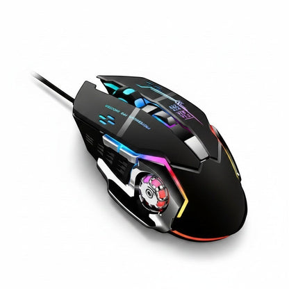 Nexvorn black ergonomic gaming mouse with customizable RGB lighting and 7 programmable buttons.